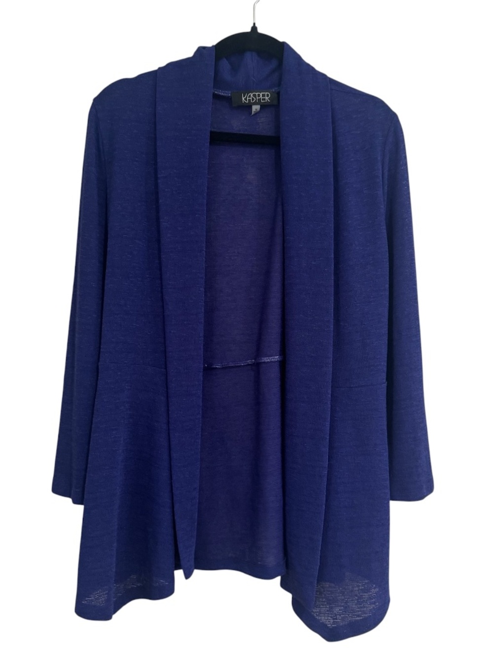 Kasper Women's Long Sleeve Navy Blue Open-Front Draped Cardigan Sz M GUC